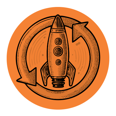 Icon Rackete umkreist von einem Pfeil